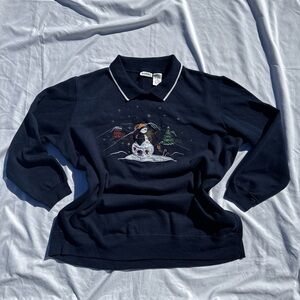 Studio Dark Blue sweater with White Trim